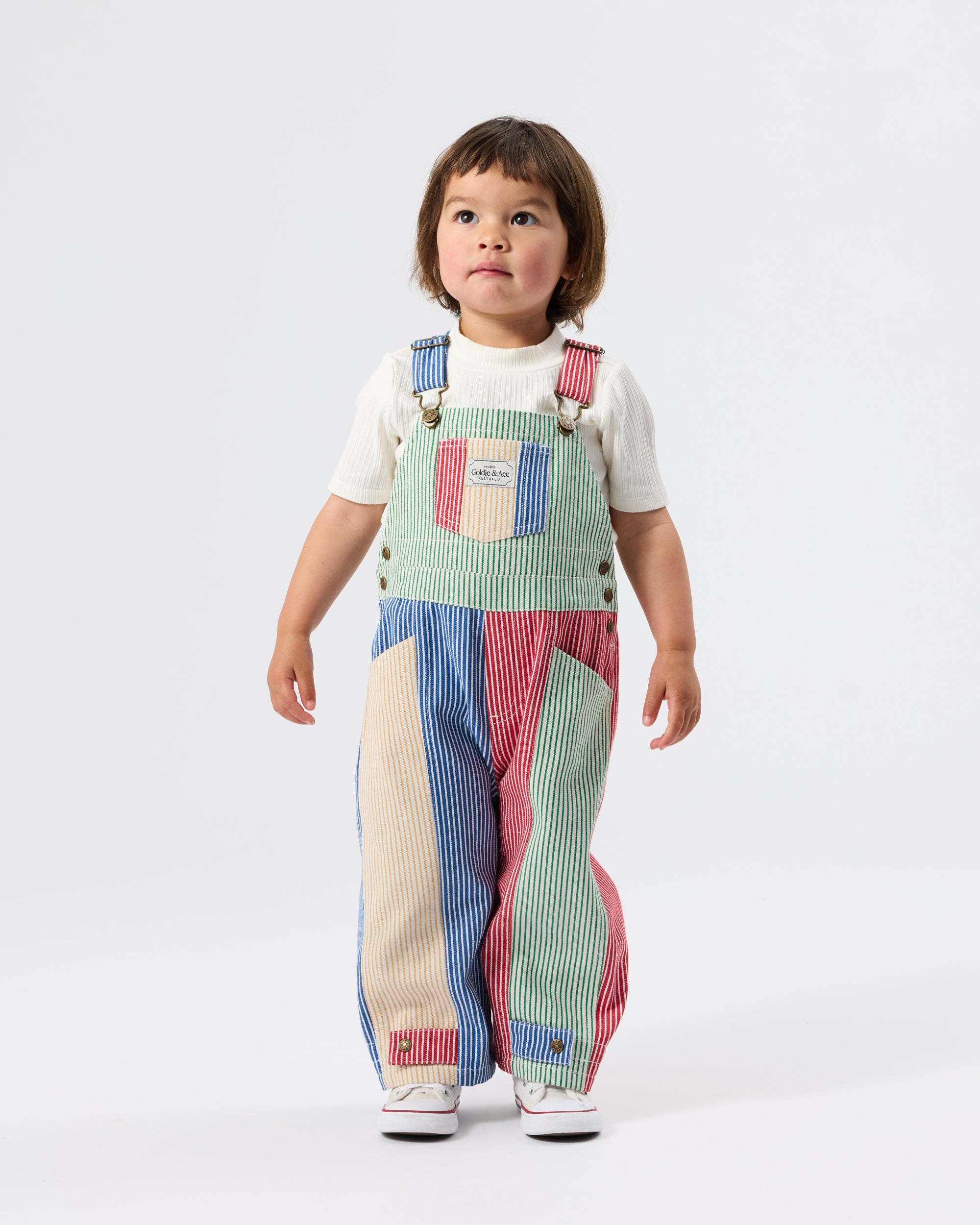 Patchwork Stripe Blake Overalls
