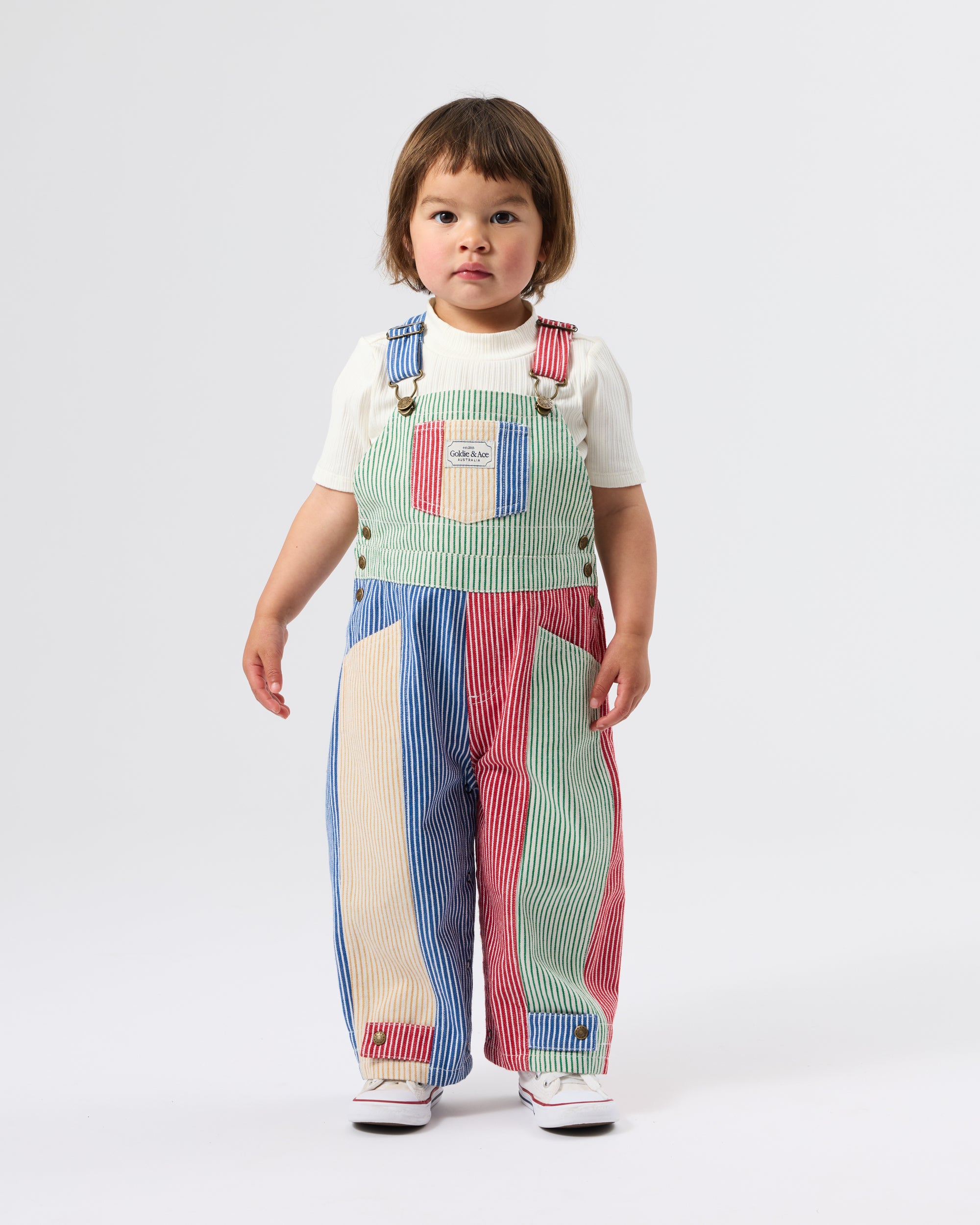 Patchwork Stripe Blake Overalls