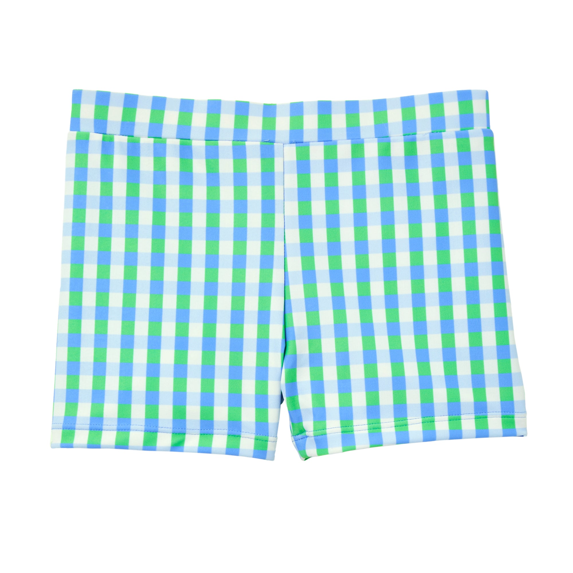 Milky Blue Gingham Swim Short - Ice Blue