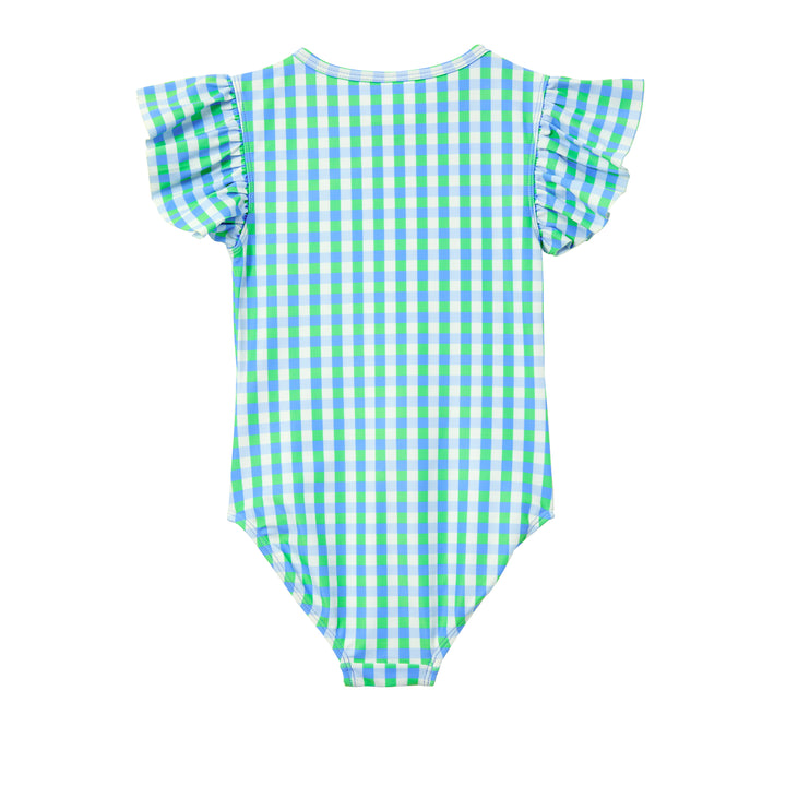 Milky Blue Gingham Swimsuit - Ice Blue