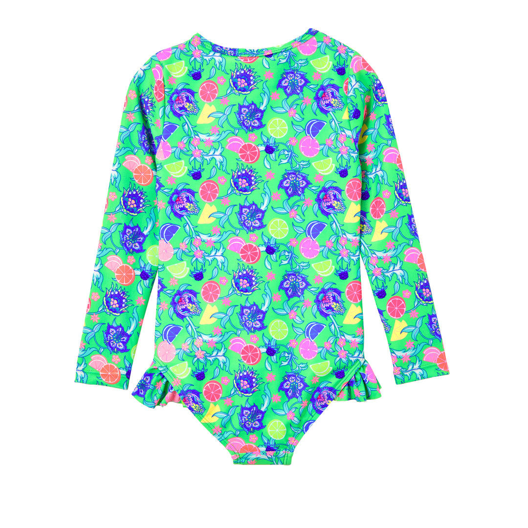 Milky Peacock Long Sleeve Swimsuit - Peacock Green