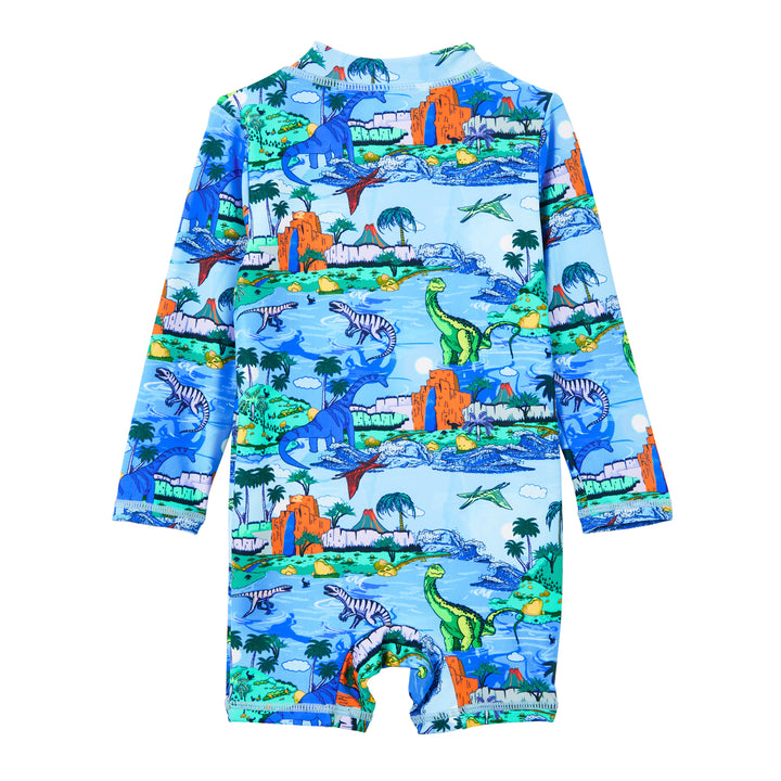 Milky Dinosaur Long Sleeve Swimsuit - Sky Blue