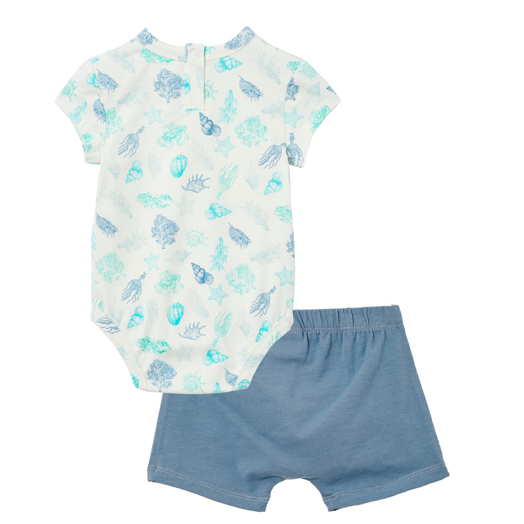 Milky Seashells Baby Set - Off White / Cool Green