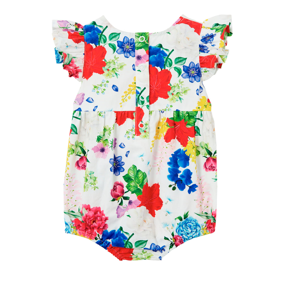 Milky Hibiscus Poplin Playsuit - White