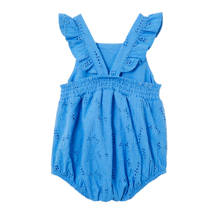 Milky Cornflower Broderie Frill Playsuit - Cornflower