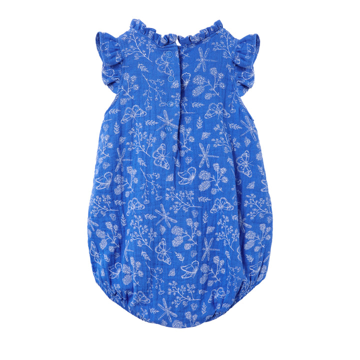 Milky Dragonfly Crinkle Cotton Playsuit - Palace Blue