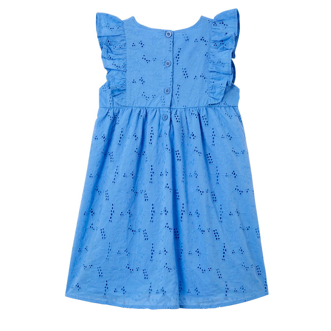 Milky Cornflower Broderie Dress - Cornflower