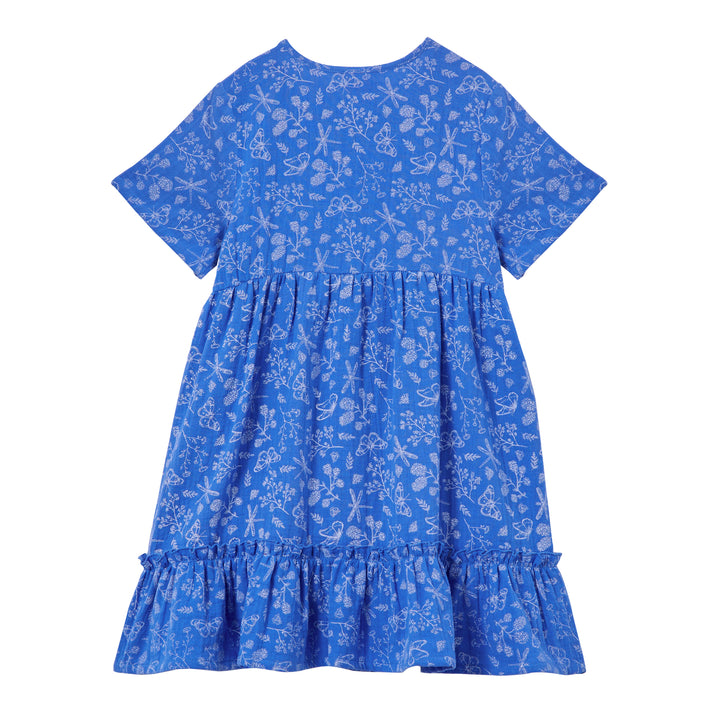 Milky Dragonfly Crinkle Cotton Dress - Palace Blue