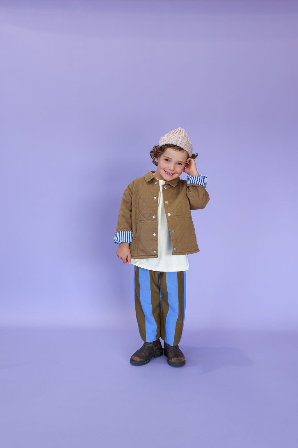 Grown Organic Quilted Denim Jacket - Coffee