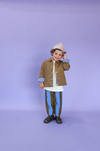 Organic Quilted Denim Jacket - Coffee