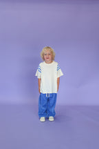 Knitted Stripe Sleeve Knitted Tee - Milk