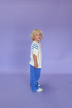 Knitted Stripe Sleeve Knitted Tee - Milk