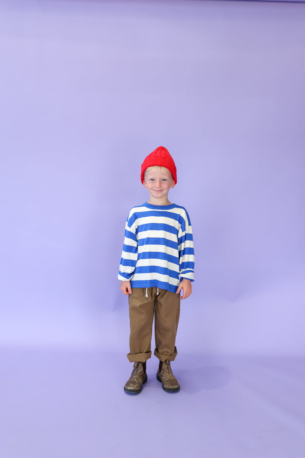 Grown Stripe Long Sleeve Knitted Tee - Sea