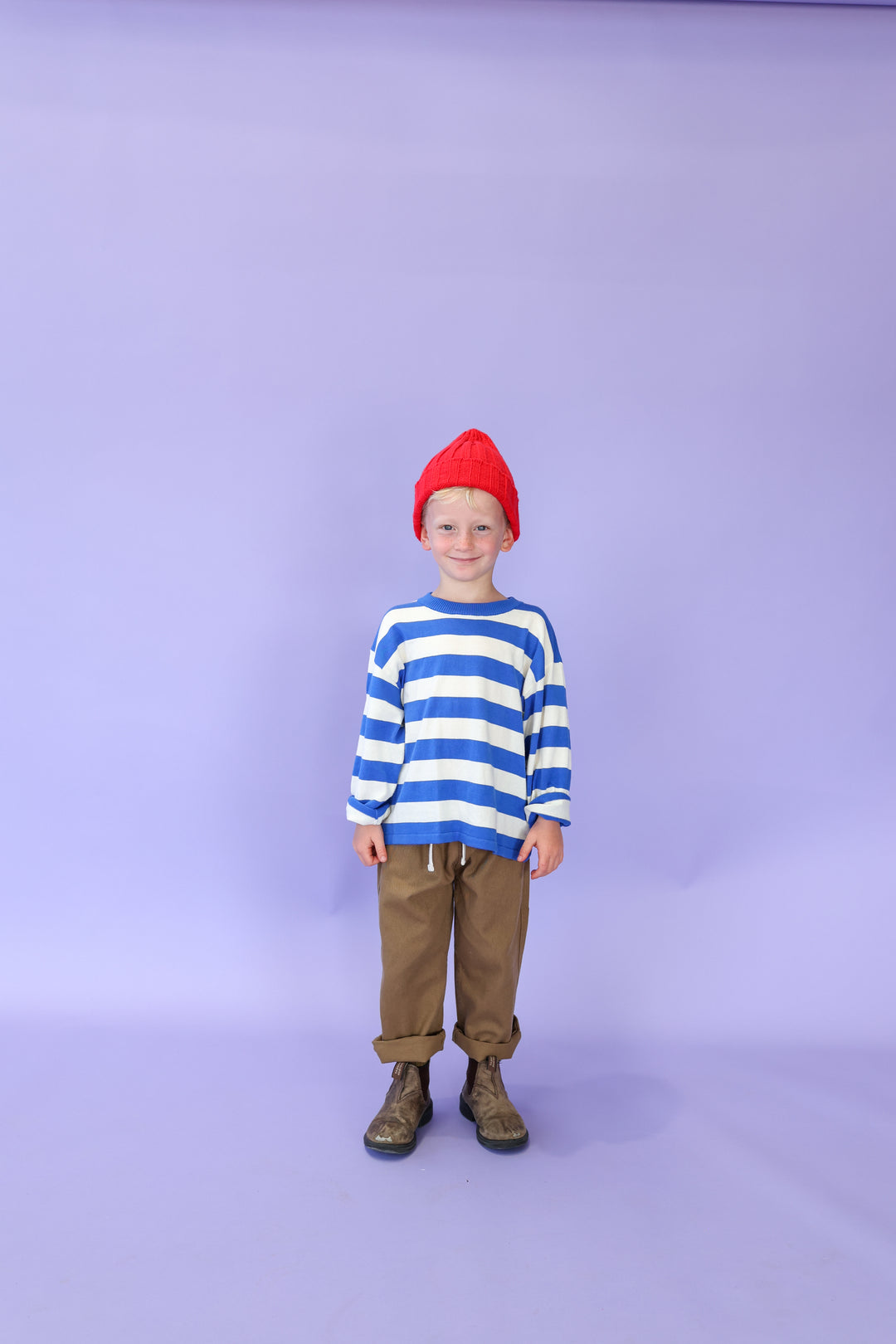 Grown Stripe Long Sleeve Knitted Tee - Sea