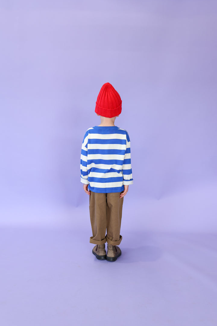 Grown Stripe Long Sleeve Knitted Tee - Sea
