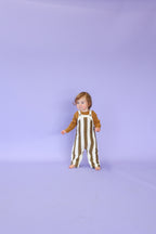 Vertical Stripe Knit Overalls - Coffee