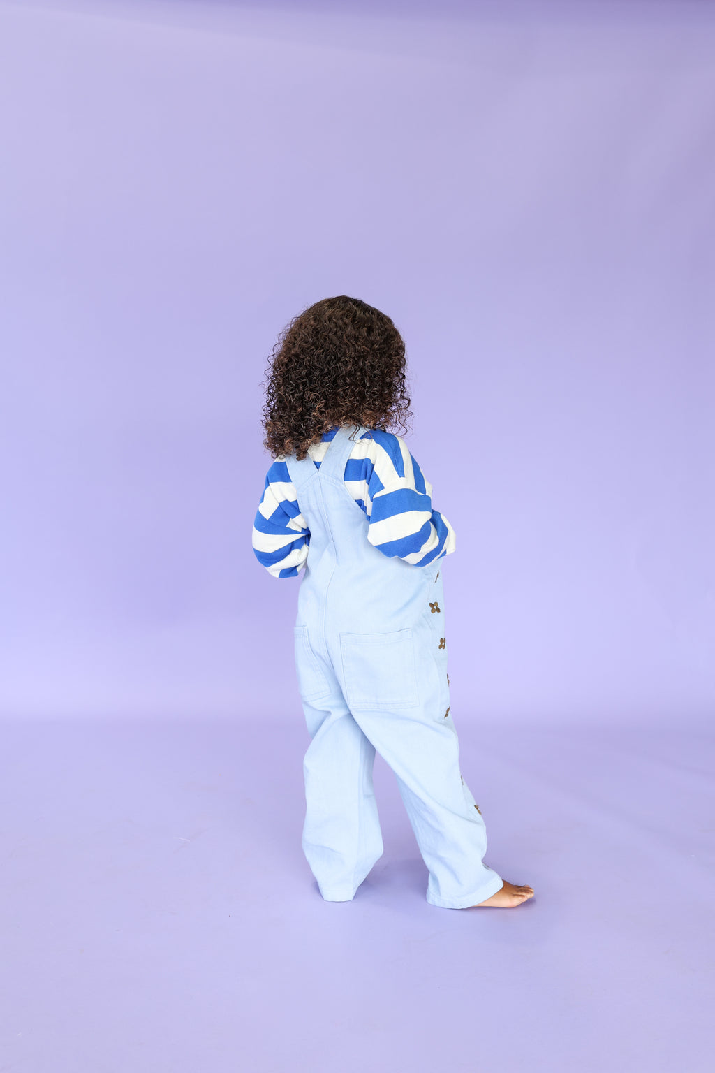 Grown Organic Embroidery Posy Overalls - Ice Blue