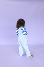 Organic Embroidery Posy Overalls - Ice Blue