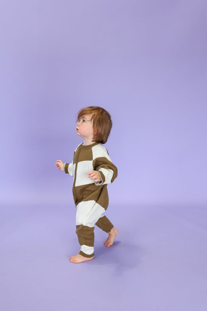 Grown Organic Essential Zip Starsuit - Coffee