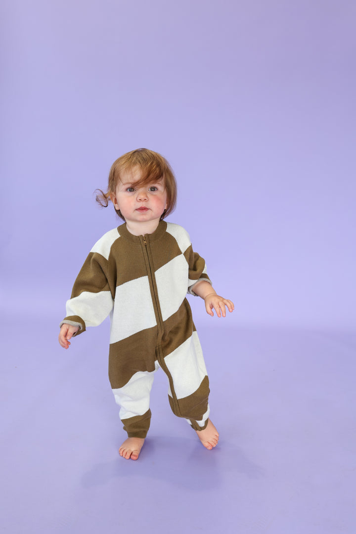 Grown Organic Essential Zip Starsuit - Coffee
