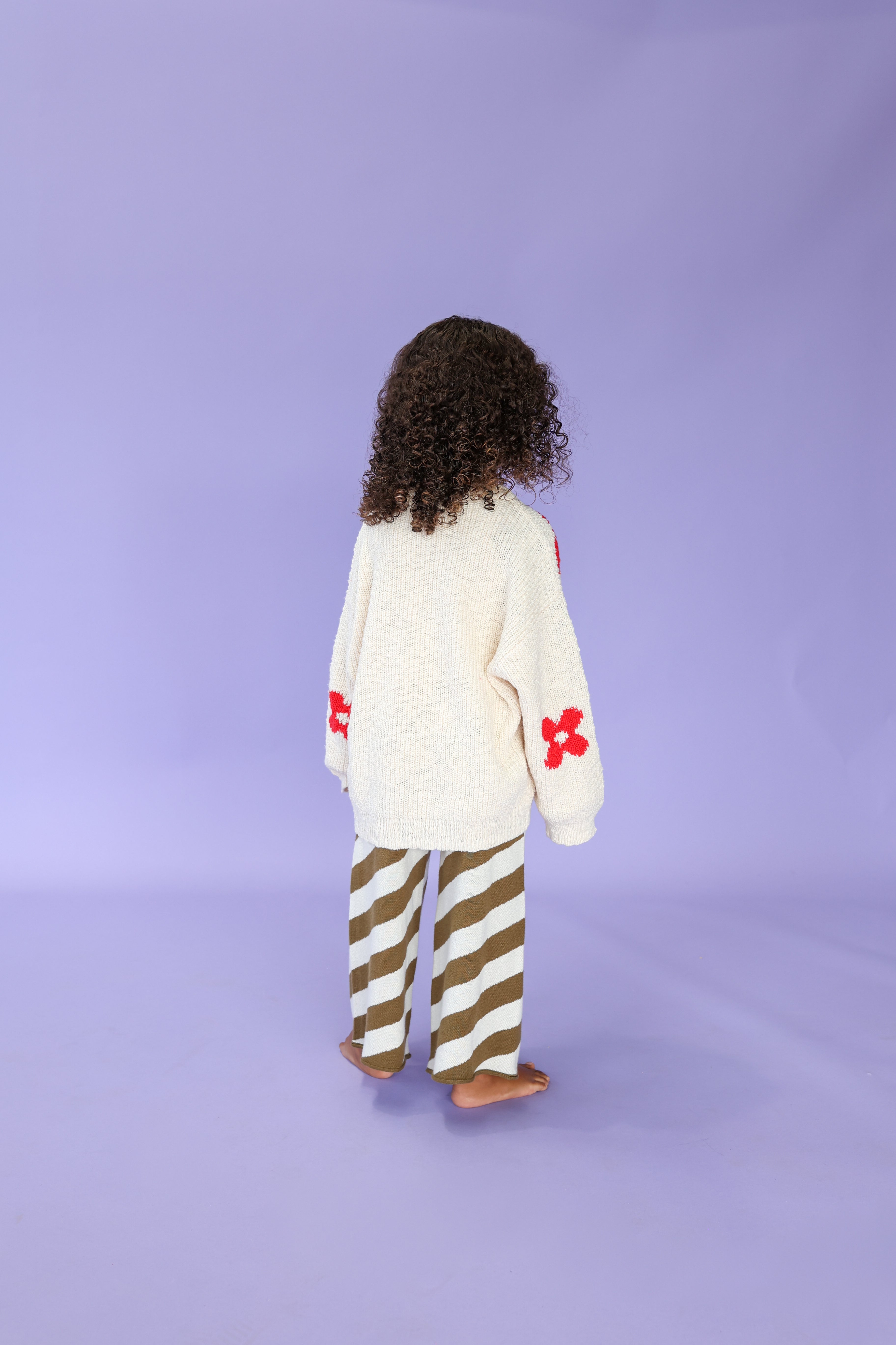 Grown Diagonal Stripe Knit Flares - Coffee