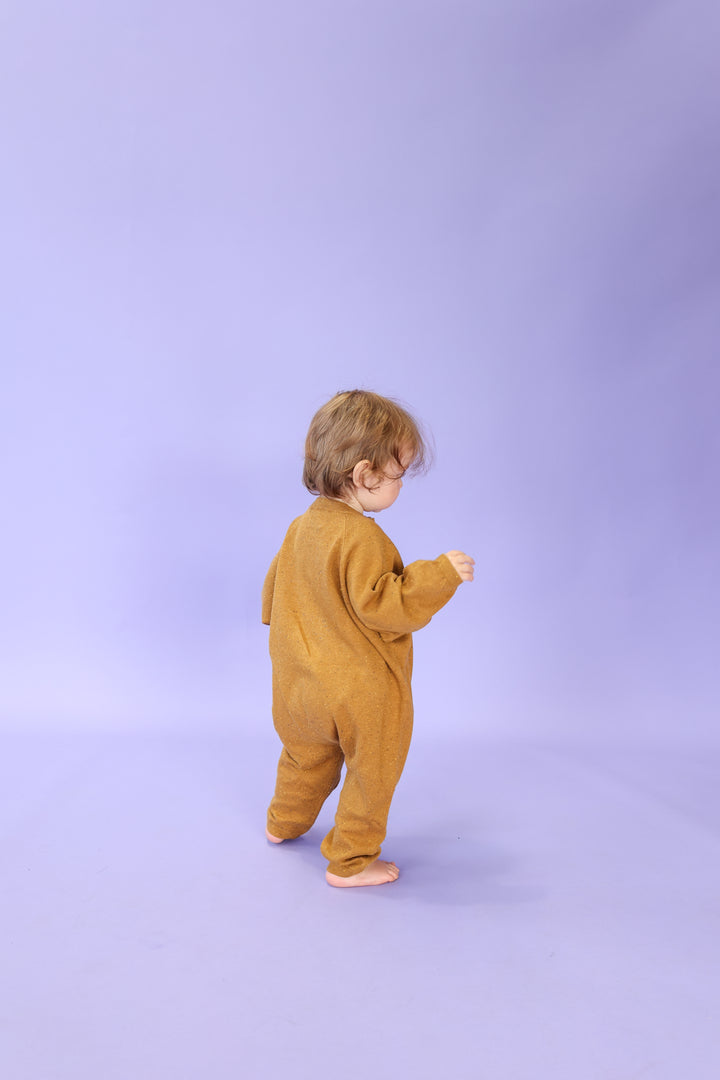 Grown Organic Essential Zip Starsuit - Golden Speckle