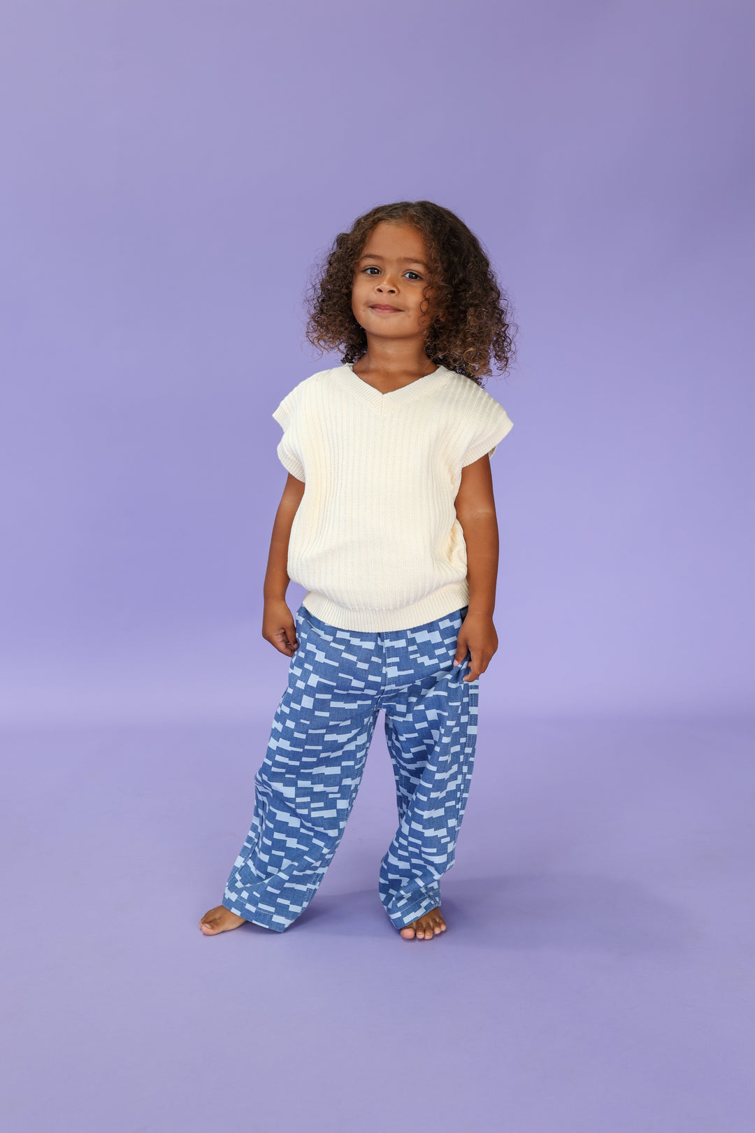 Grown Chunky Rib V-Neck Vest - Milk