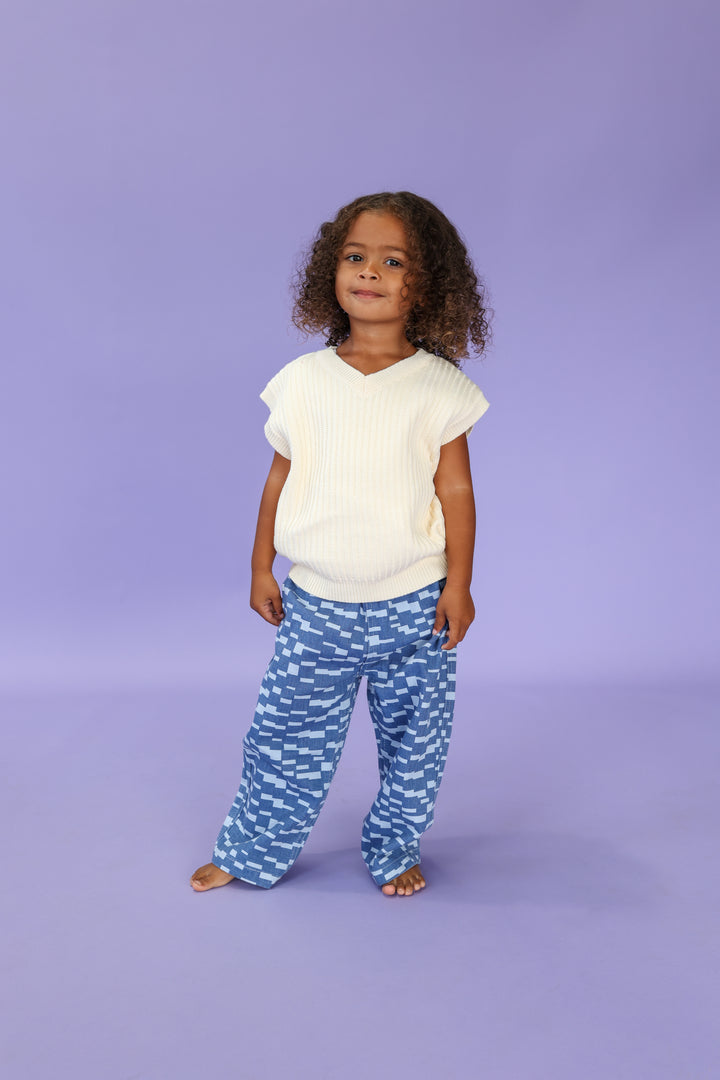 Grown Chunky Rib V-Neck Vest - Milk