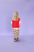 Diagonal Stripe Knit Skirt - Coffee