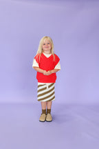 Diagonal Stripe Knit Skirt - Coffee