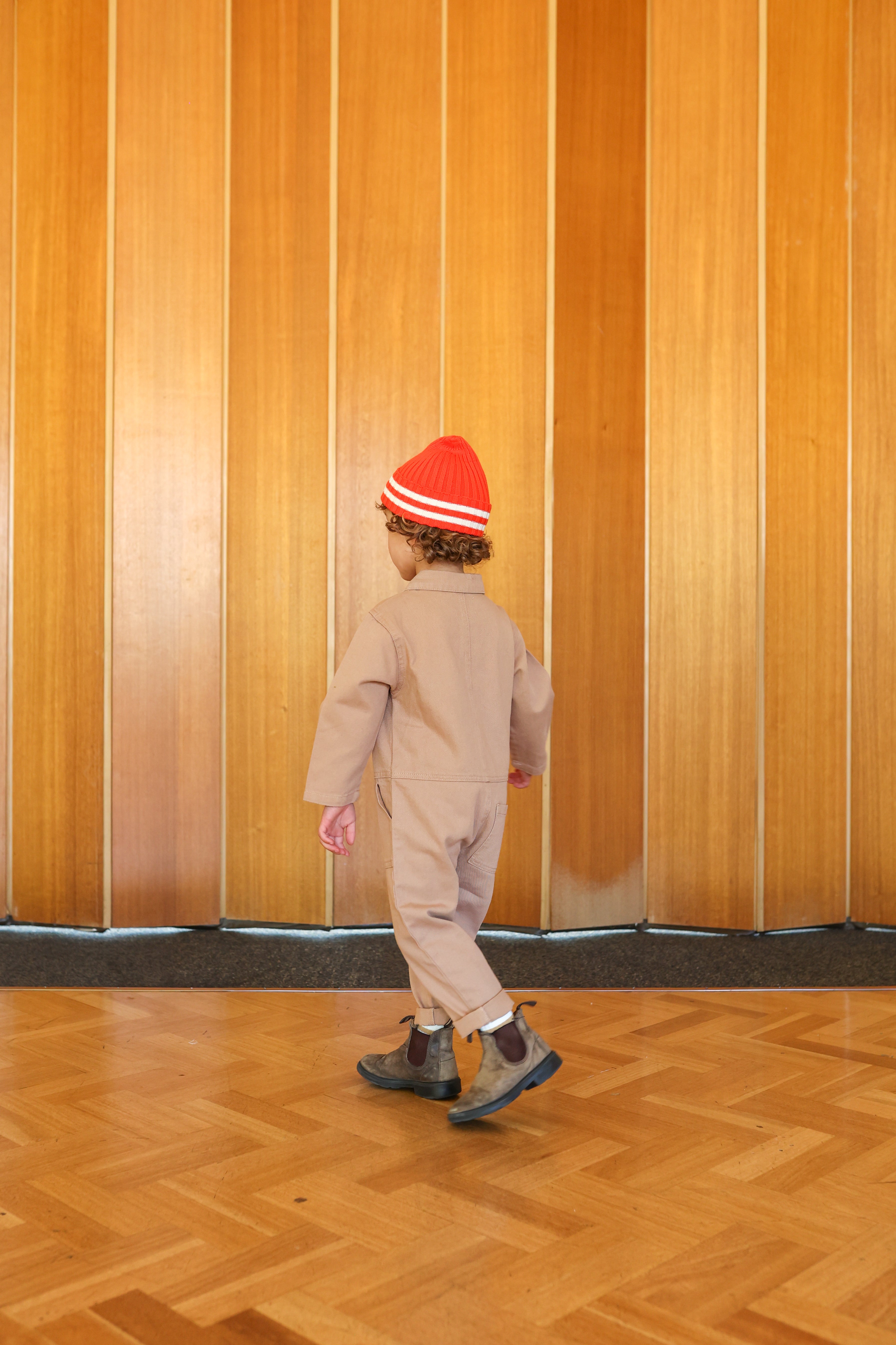 Organic Striped Pixie Beanie - Tomato