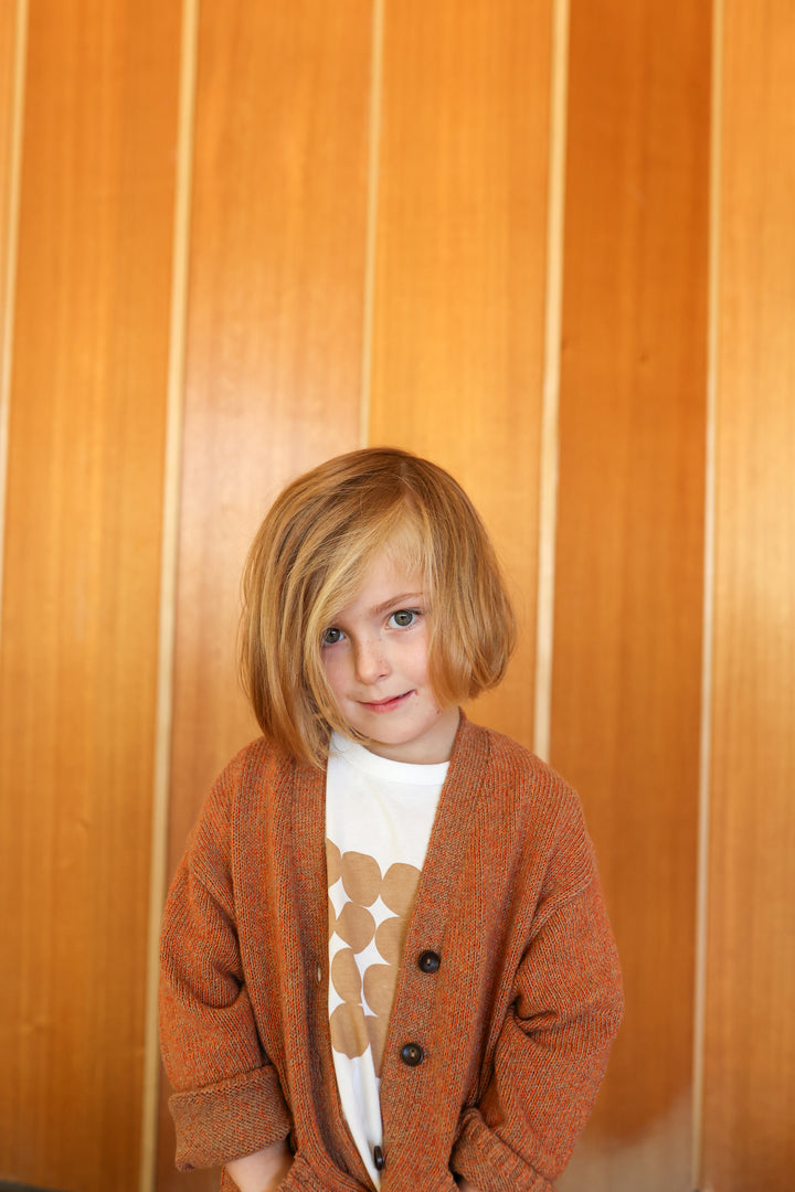 Grown Fleck Yarn Pocket Cardigan - Tawny