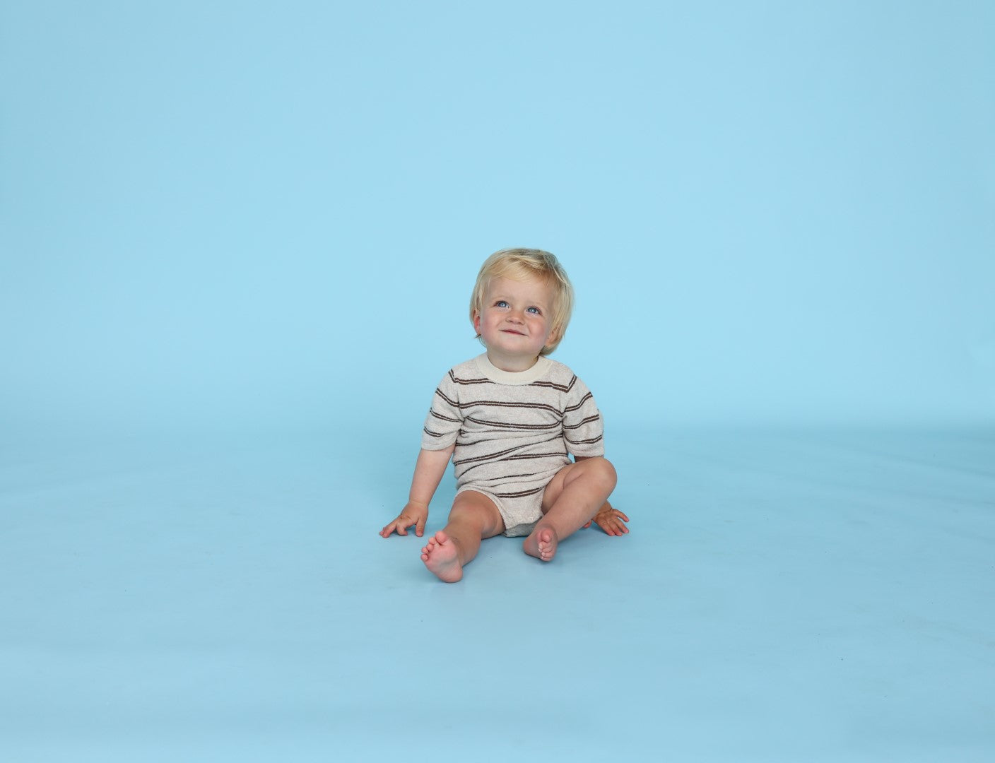 Grown Knitted Terry Striped Bodysuit - Dune/Cafe