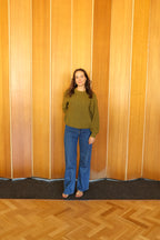 Ladies Oversized Rib Pull Over - Herb