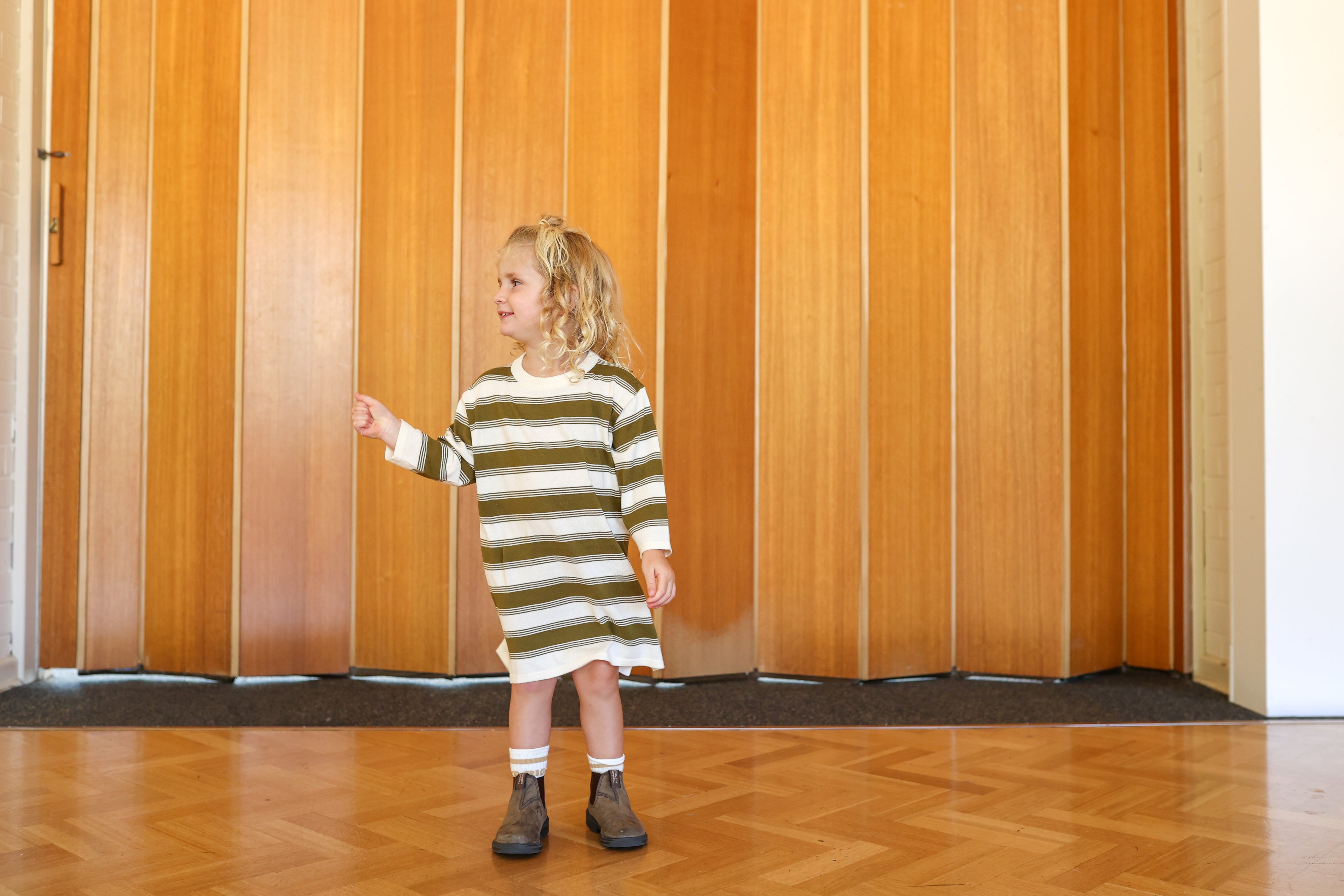 Grown Organic 7-Stripe Dress - Herb