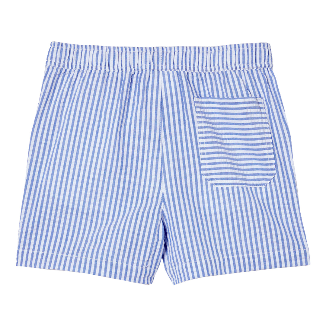 Milky Yacht Stripe Poplin Cotton Short - Blue Stripe