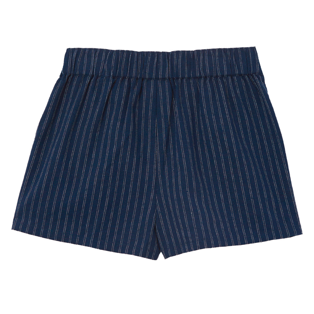 Milky Navy Stripe Linen Girls Short