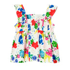 Milky Hibiscus Poplin Top - White