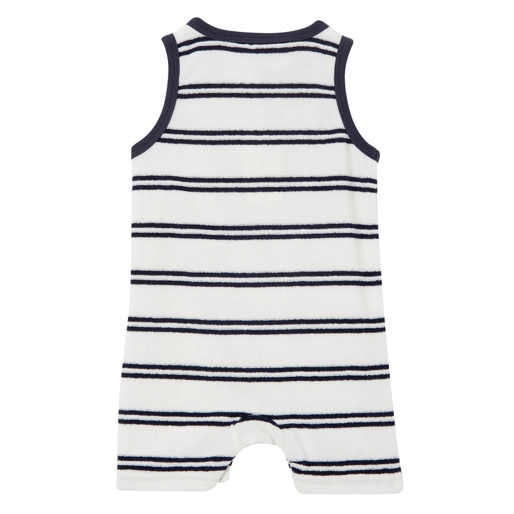 Milky Terry Towelling Henley Romper - Off White
