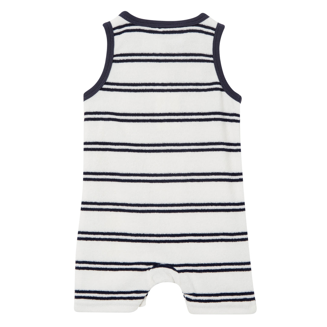 Milky Terry Towelling Henley Romper - Off White