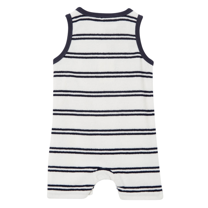 Milky Terry Towelling Henley Romper - Off White