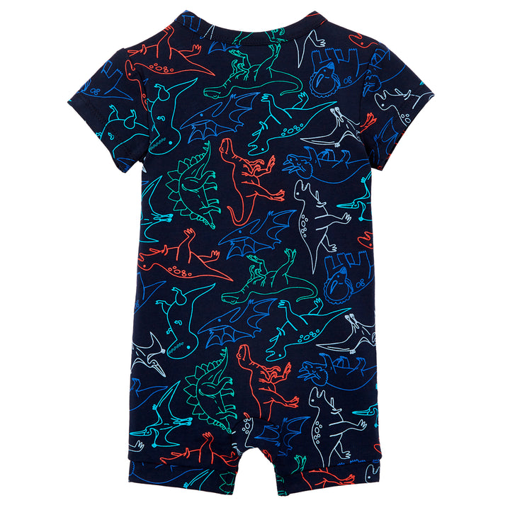 Milky Jurassic Zip Romper - Midnight Blue