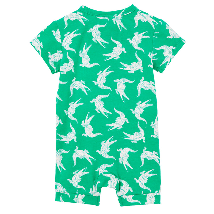 Milky Crocodile Zip Romper - Apple Green