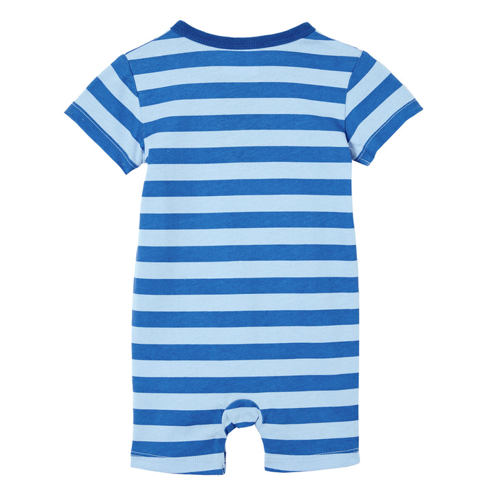Milky Denim Blue Stripe Henley Romper - Blue Stripe