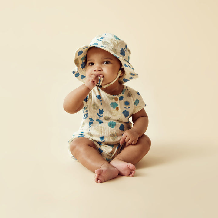 Wilson and Frenchy Ocean Breeze Crinkle Henley Playsuit