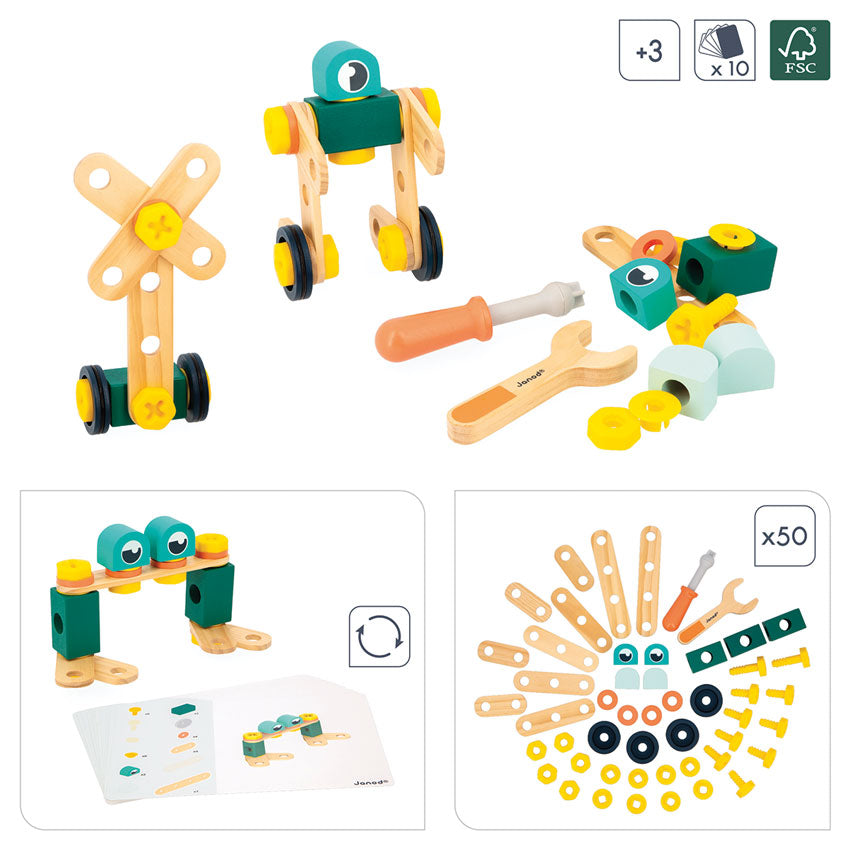 Janod - BricoKids DIY Construction Kit 50 Pcs