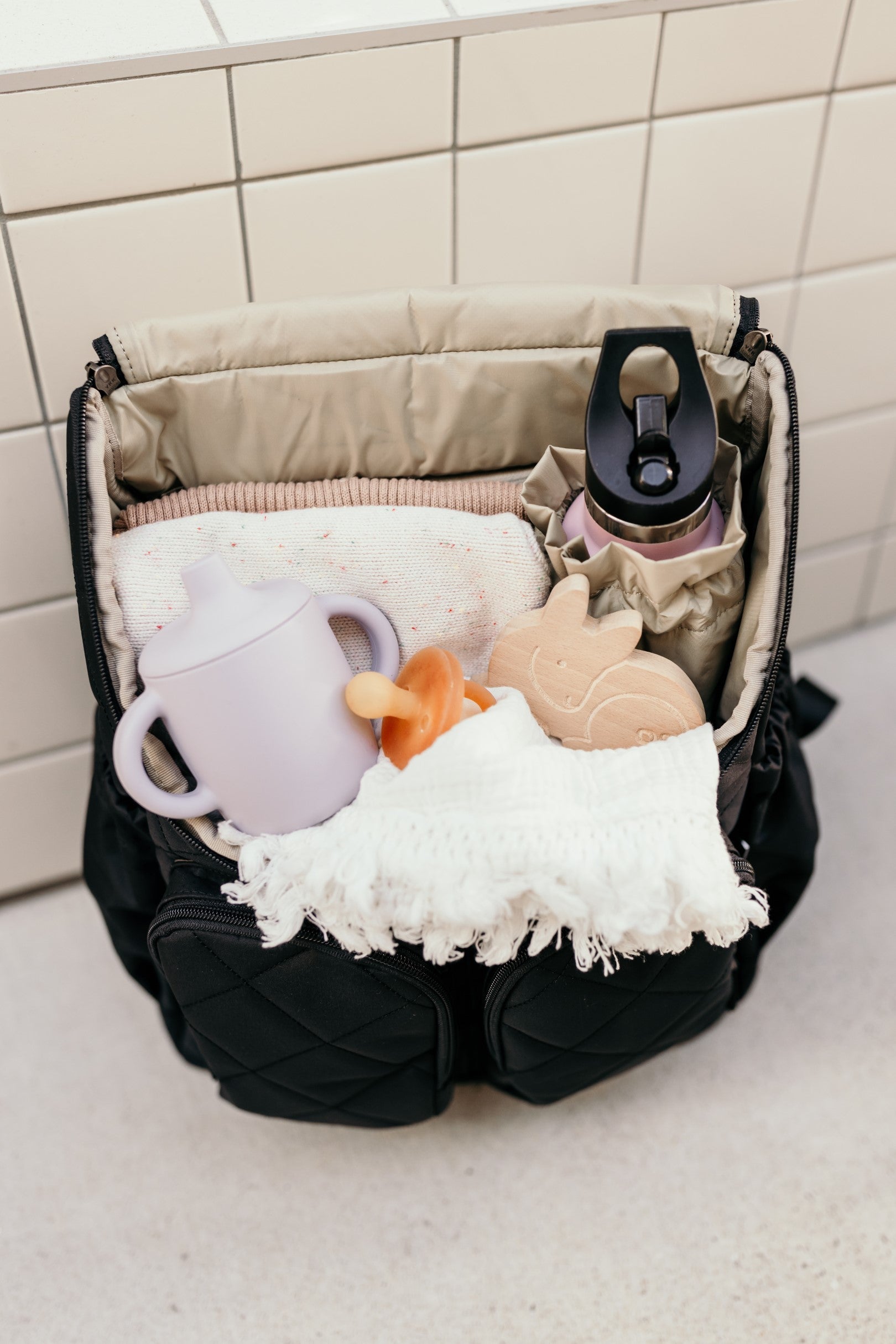 Signature Nappy Backpack - Black Diamond Quilt