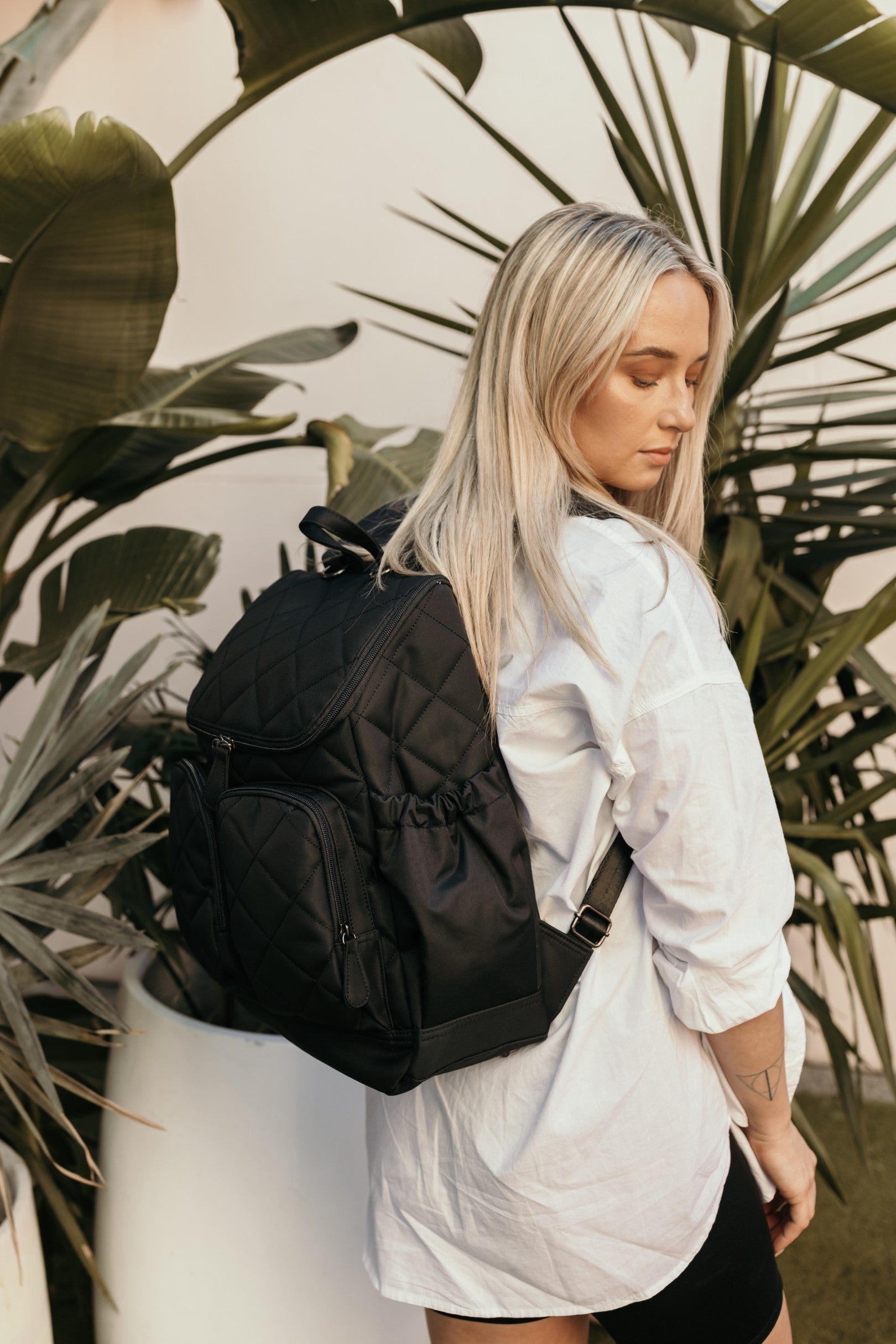 Signature Nappy Backpack - Black Diamond Quilt