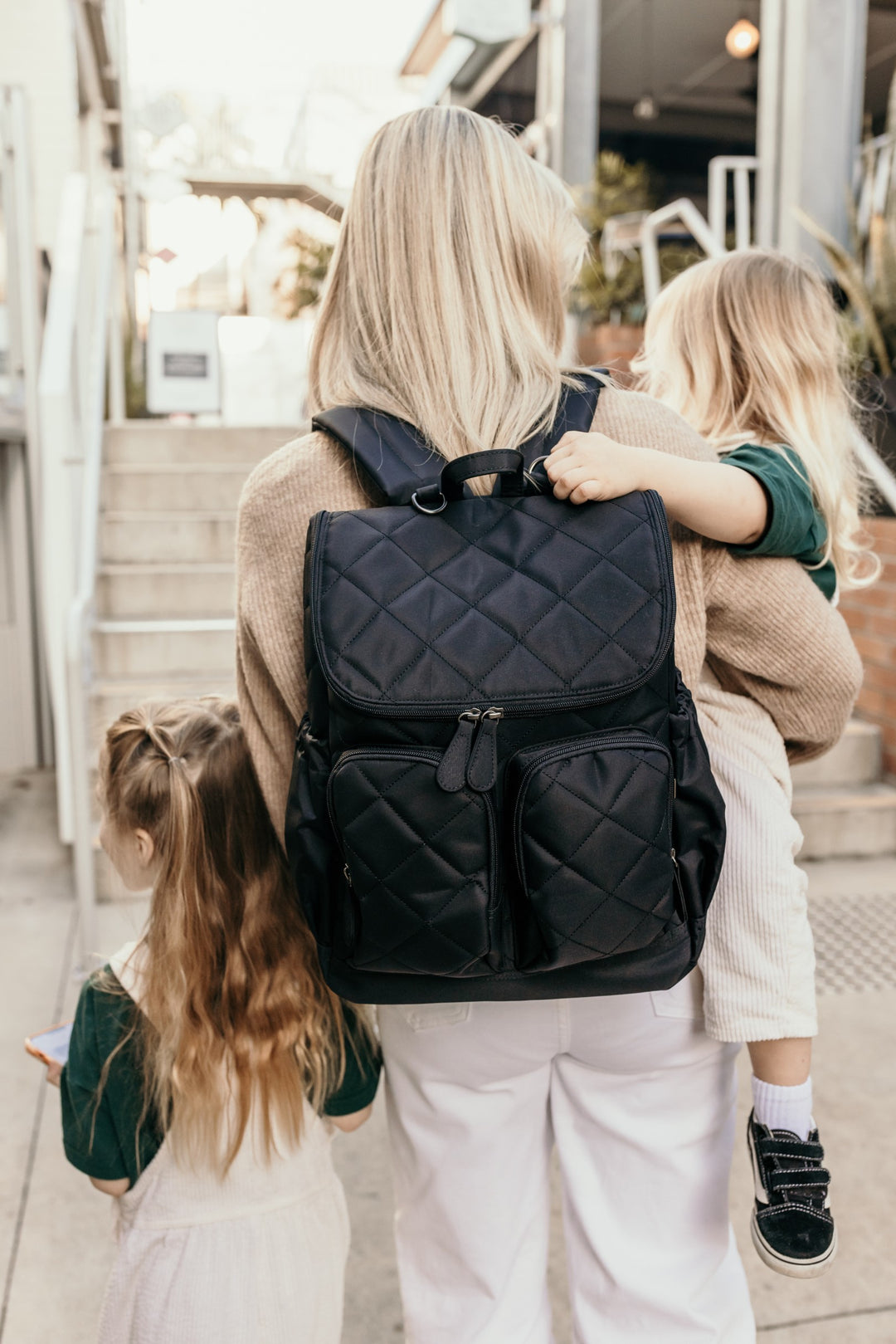 OiOi Signature Nappy Backpack - Black Diamond Quilt