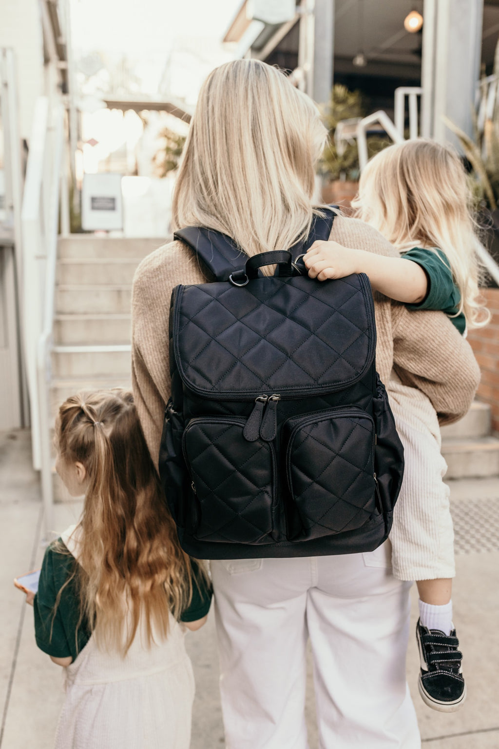 Signature Nappy Backpack - Black Diamond Quilt